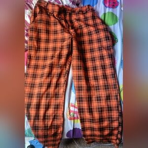 Foxblood orange plaid pants